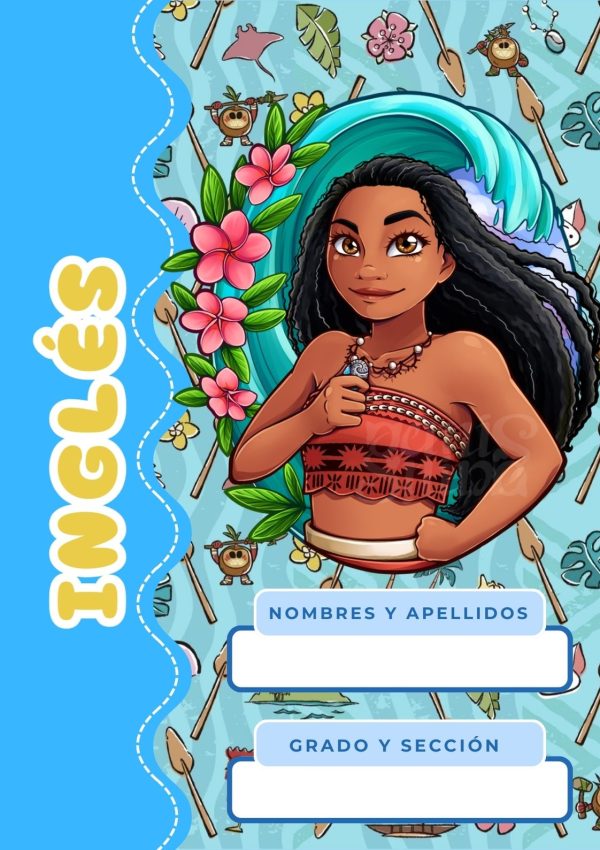 Portada de Moana para cuaderno de clases