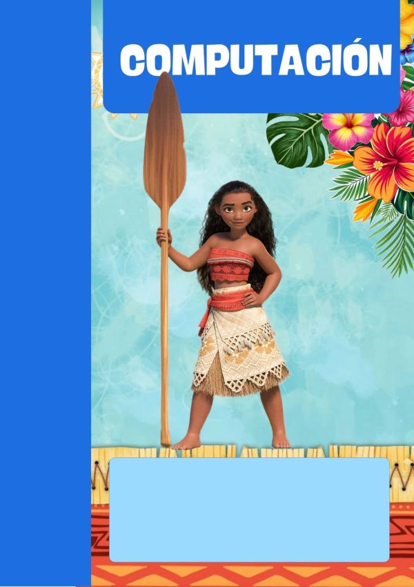 Portada de Moana para cuadernos escolares