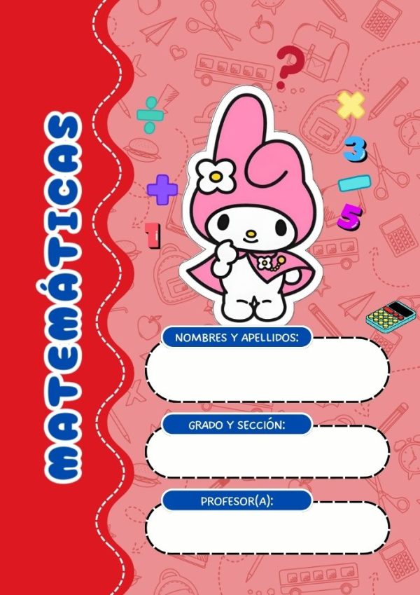 Portada de my melody para cuadernos escolares