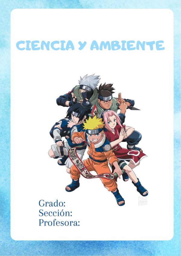 Portada de cuaderno de naruto lista para imprimir
