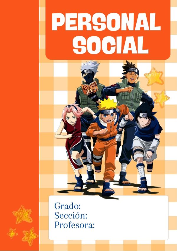 Portada de cuaderno temática naruto para imprimir