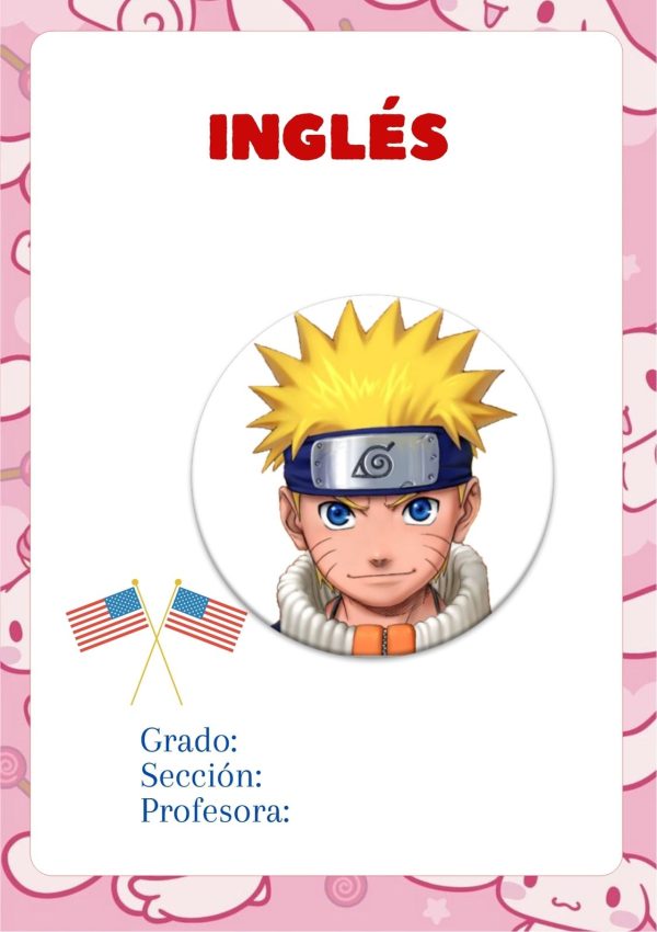 Portada de cuaderno de naruto para niños