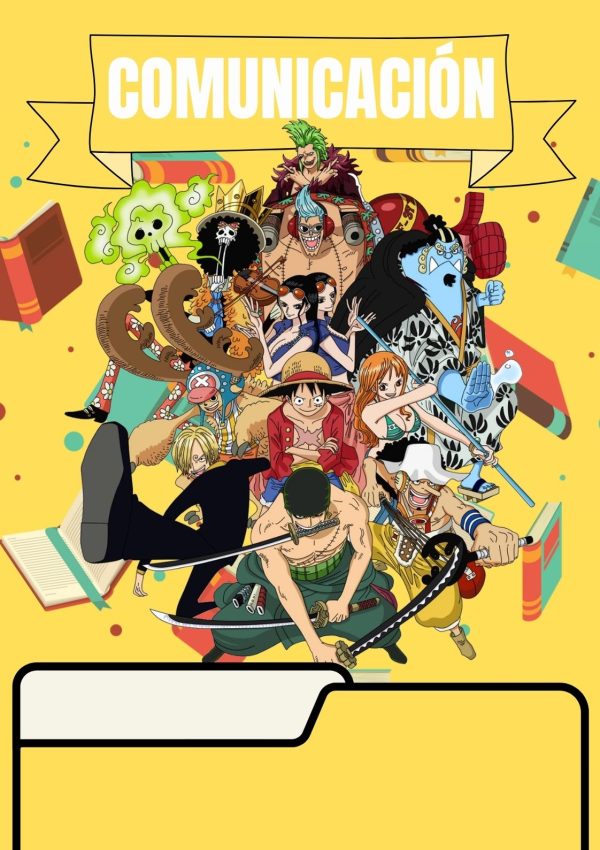 Portada colorida de one piece para cuaderno