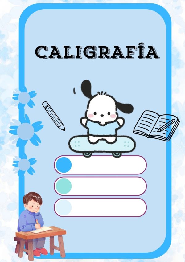 Portada de Pochacco para cuaderno de primaria