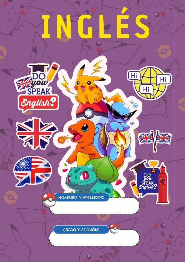 Portada de Pokemon para cuaderno tamaño A4