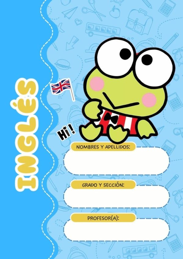 Portada de Ranita Verde para cuadernos de primaria