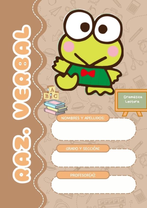Portada escolar de Ranita Verde para cuadernos