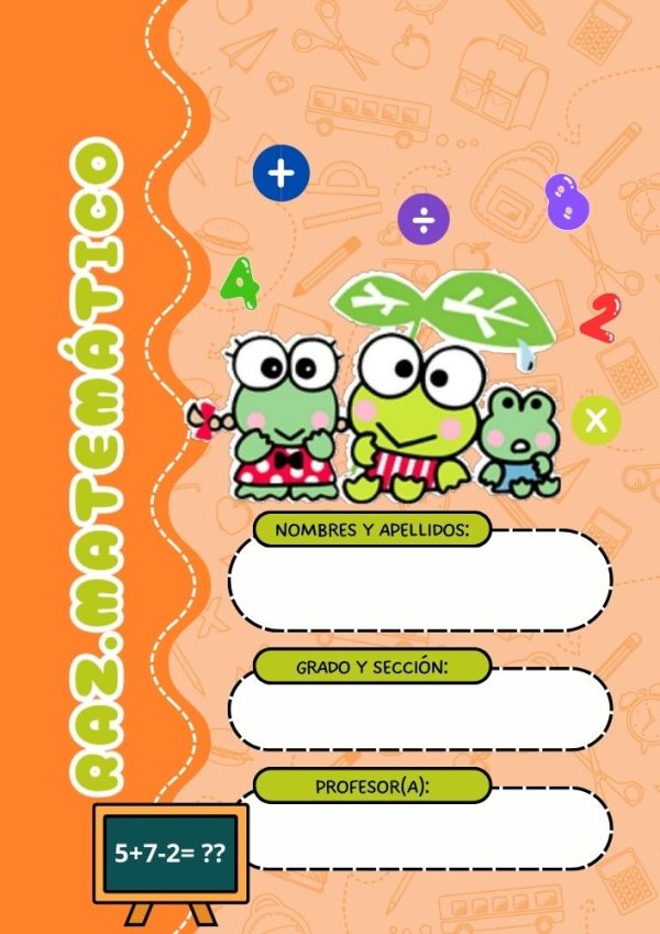 Portada de cuaderno de Ranita Verde para niños