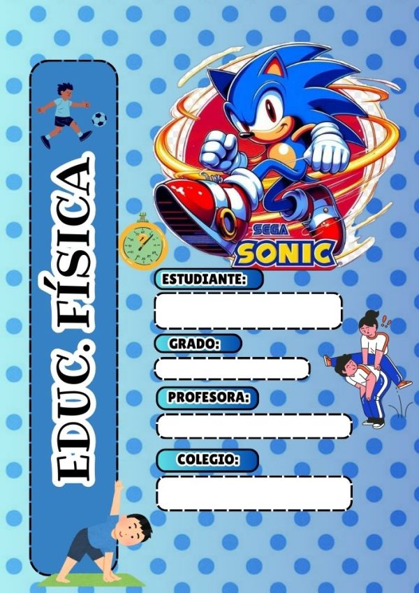 Portadas escolares de Sonic para imprimir