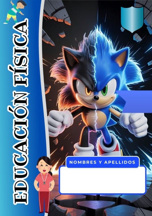 Portada decorativa de Sonic para cuaderno