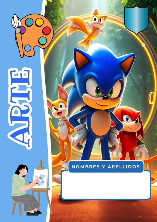 Portada de Sonic para cuaderno de clases