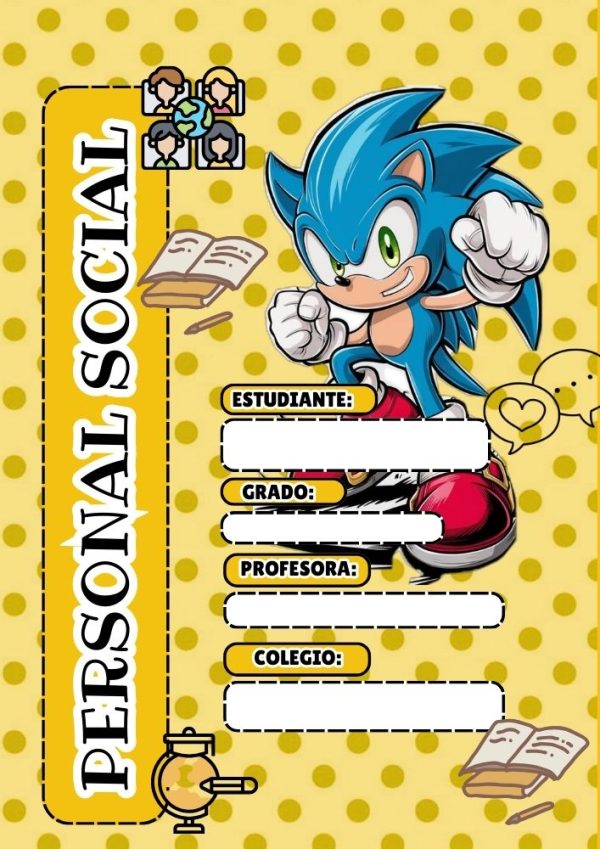 Portada de Sonic para cuaderno escolar