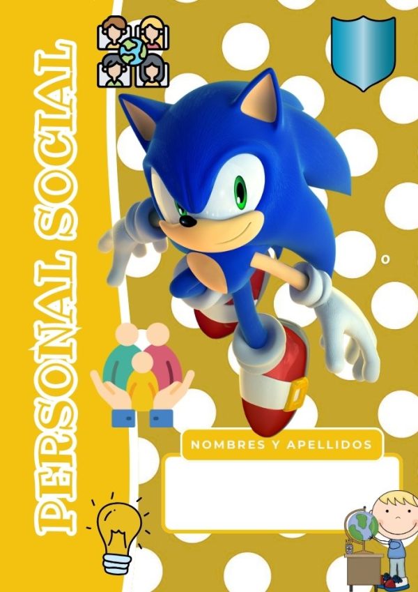 Portada de cuaderno de Sonic para niños
