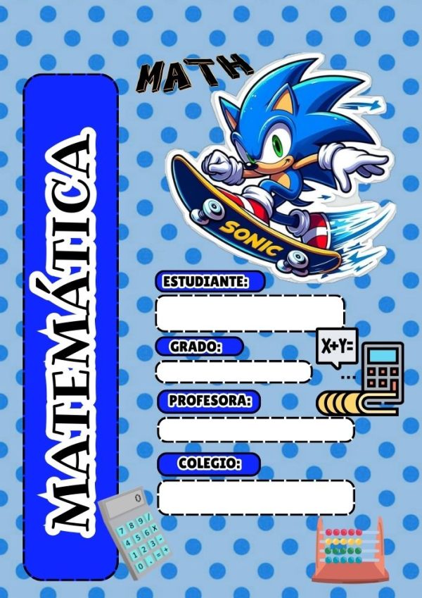Portada de Sonic para cuadernos de primaria
