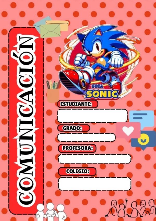 Portada de cuaderno de Sonic para imprimir