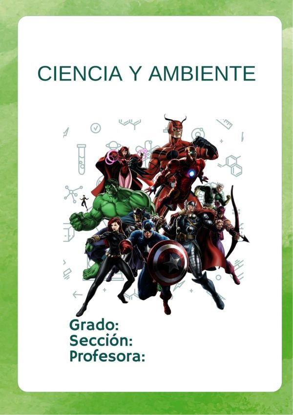 Portada de Avengers para cuaderno tamaño A4