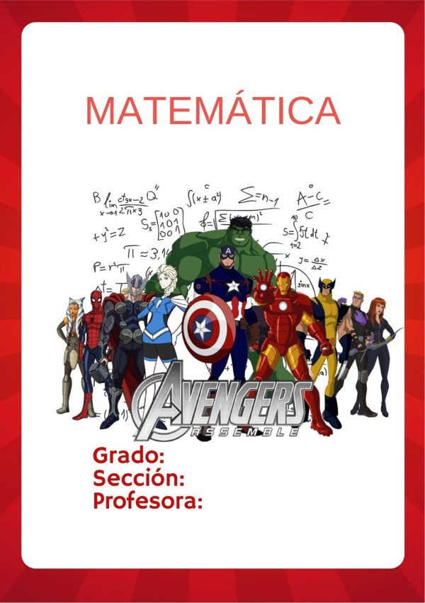 Portada de cuaderno Avengers para imprimir gratis
