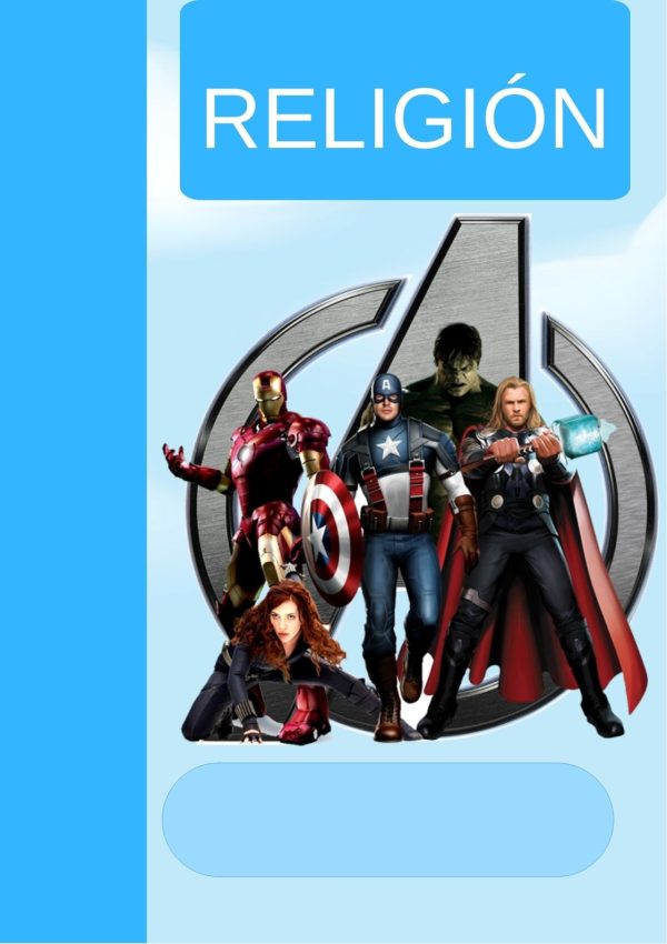 Portada de Avengers para cuaderno de primaria