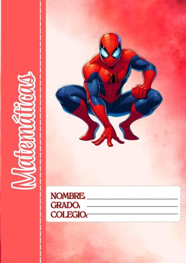 Portada de Spiderman para cuaderno tamaño A4