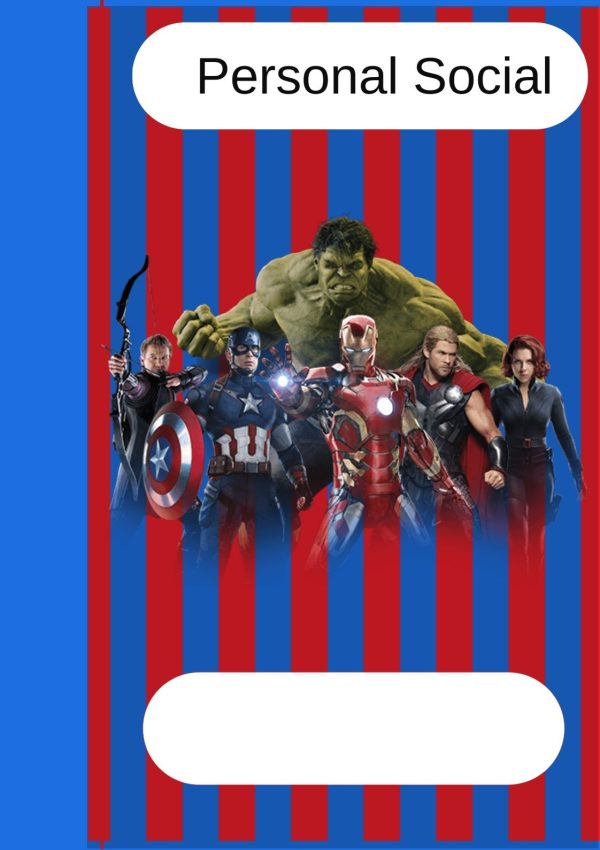 Portada de Avengers para cuadernos escolares