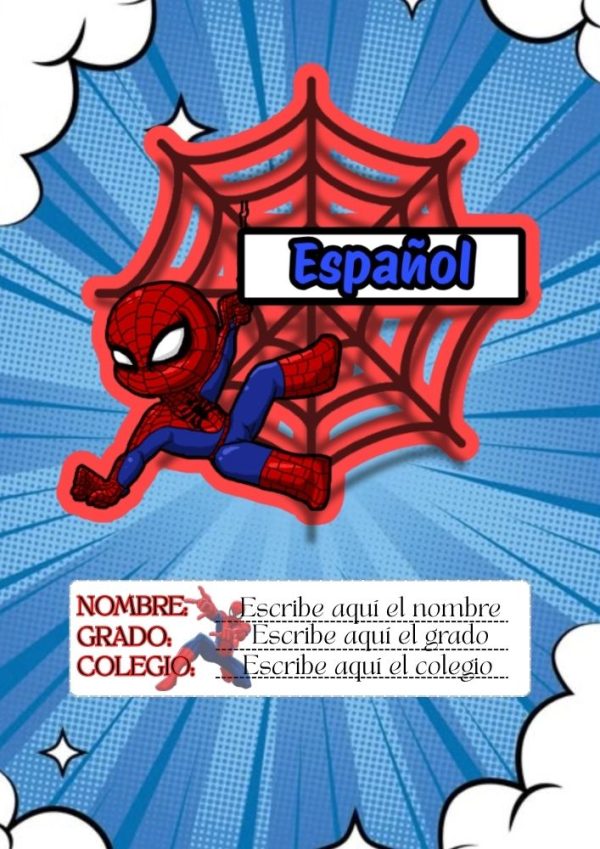 Portada de Spiderman para cuaderno de primaria