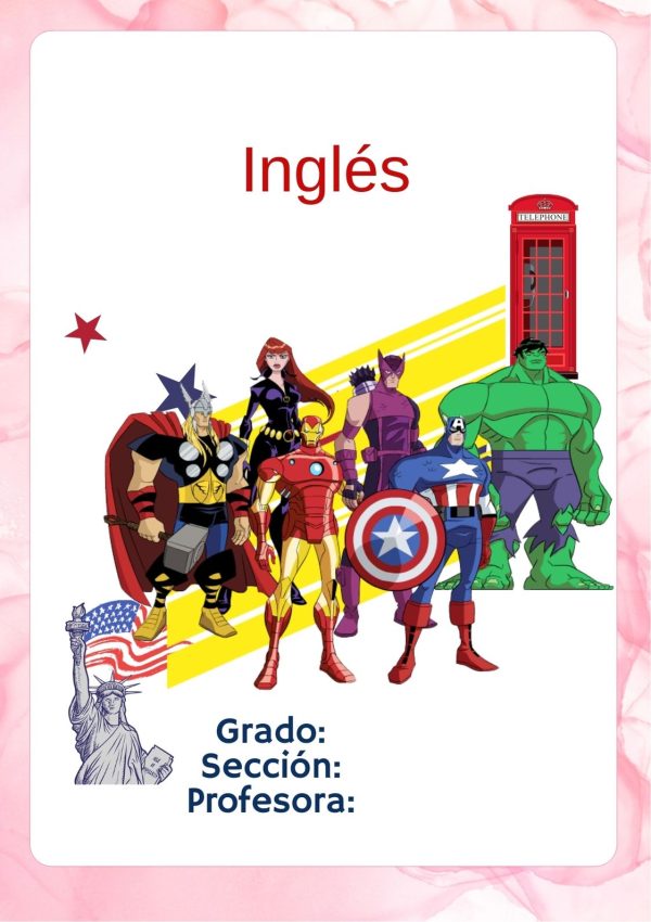 Portada de Avengers para cuaderno escolar