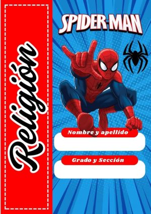Portada de cuaderno de Spiderman lista para imprimir de religion