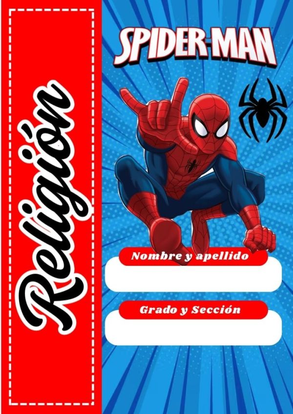 Portada de cuaderno de Spiderman lista para imprimir de religion