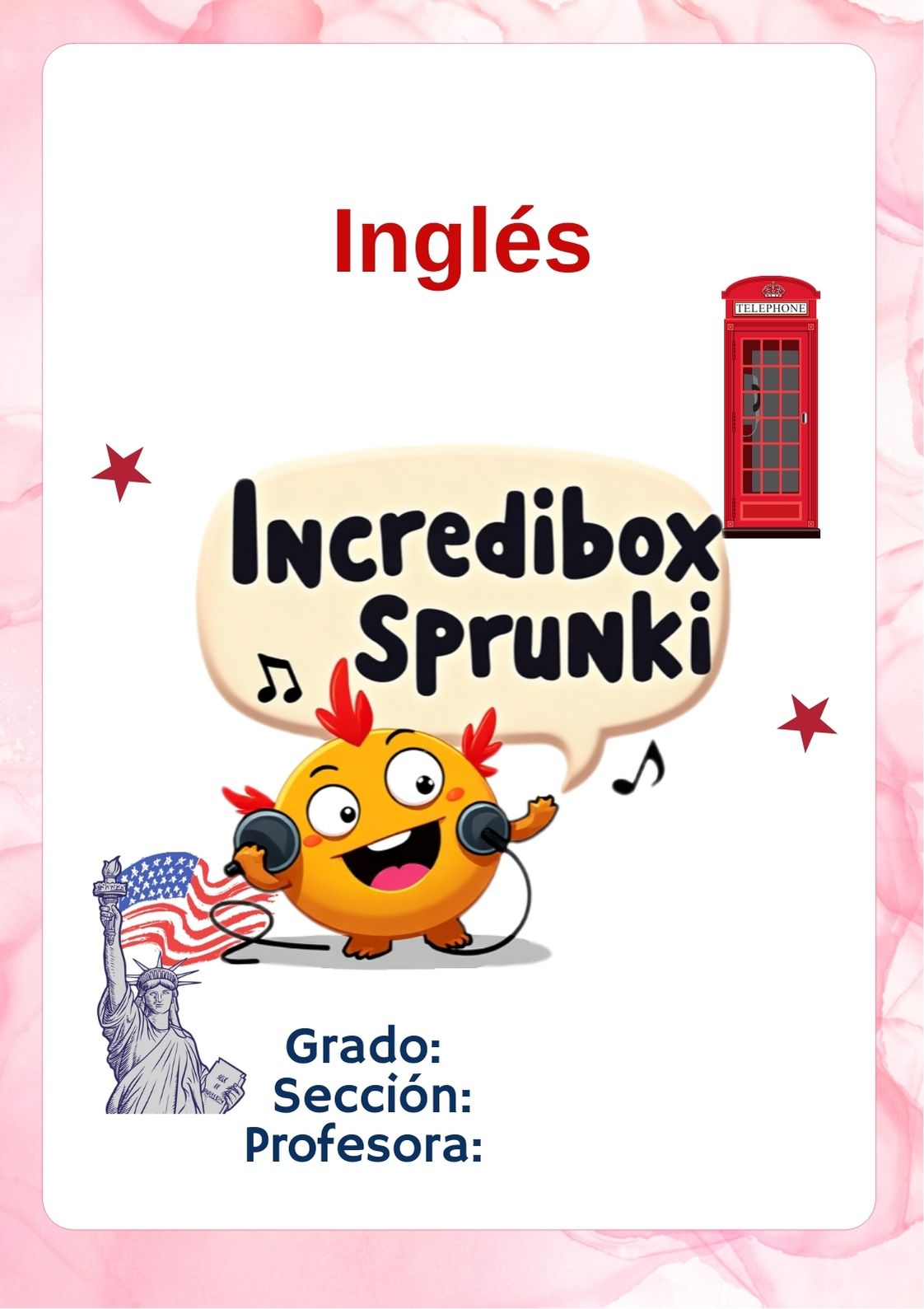 Portada de Sprunki para cuaderno de clases