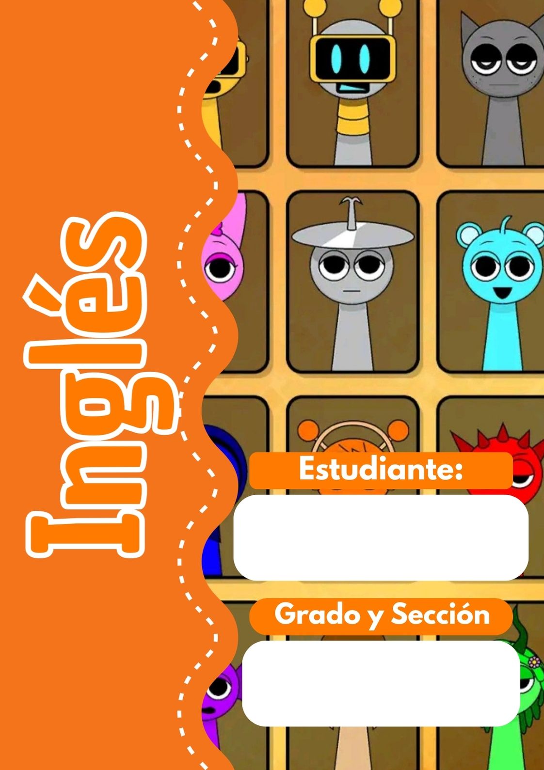 Portada de cuaderno de Sprunki para imprimir