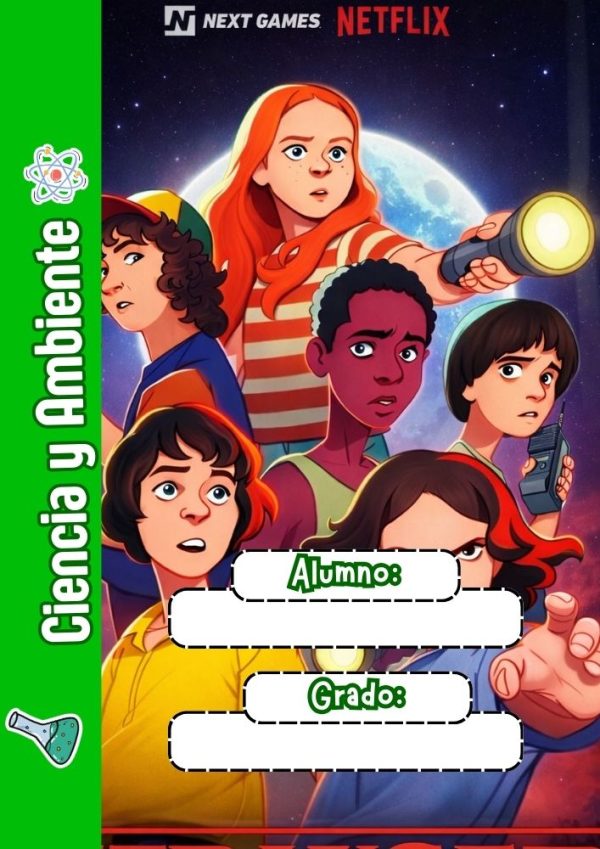 Portada de Stranger Things para cuaderno de clases