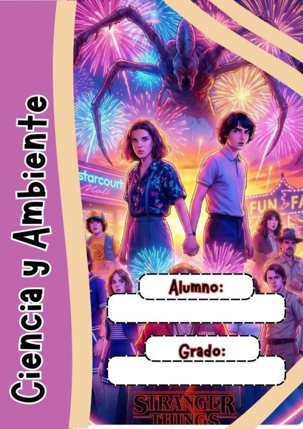 Portada de cuaderno de Stranger Things lista para imprimir