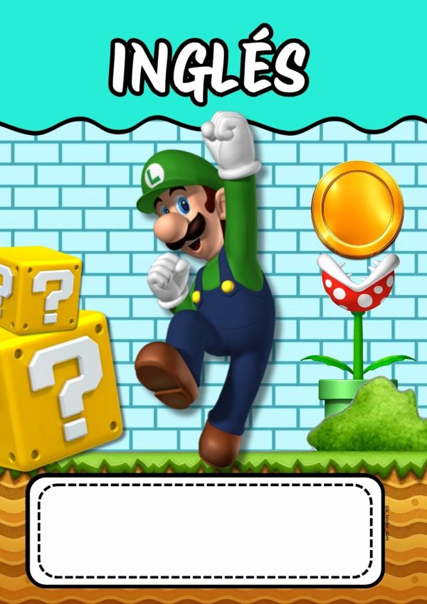 Portada de Mario Bros para cuaderno escolar