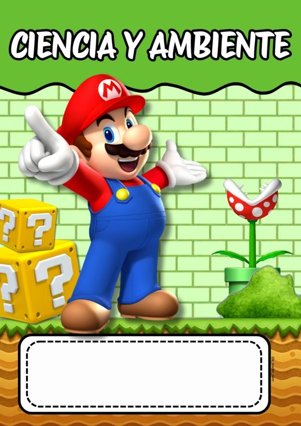 Portada de cuaderno de Mario Bros para imprimir