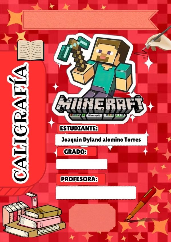 Portada de cuaderno de Minecraft para niños