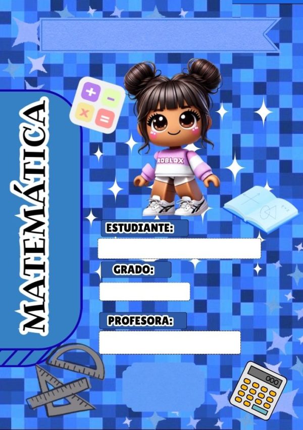 Portada de Roblox para niña para cuaderno de primaria