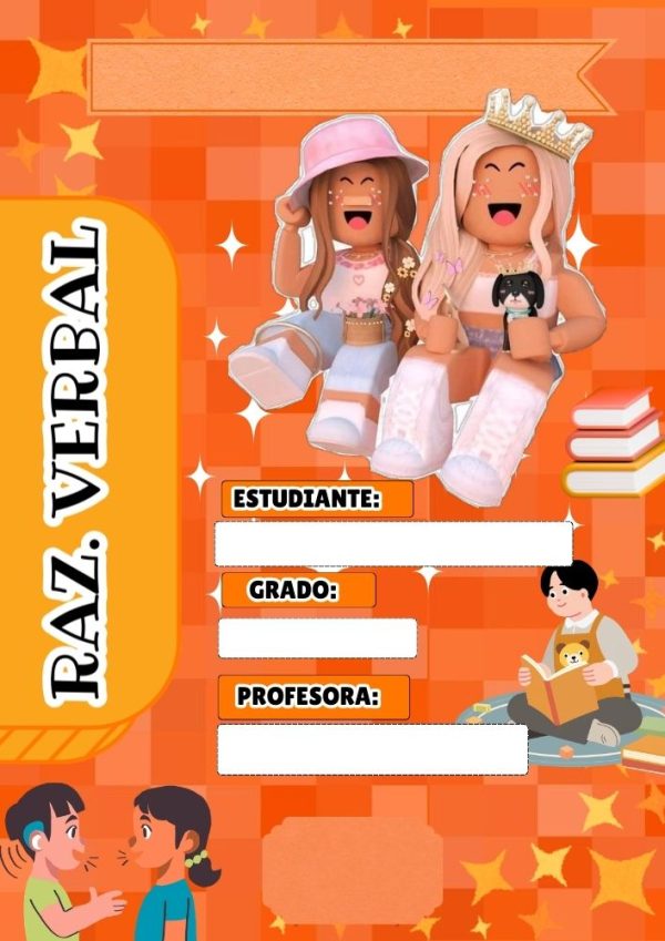 Portada de Roblox para niña para cuadernos escolares