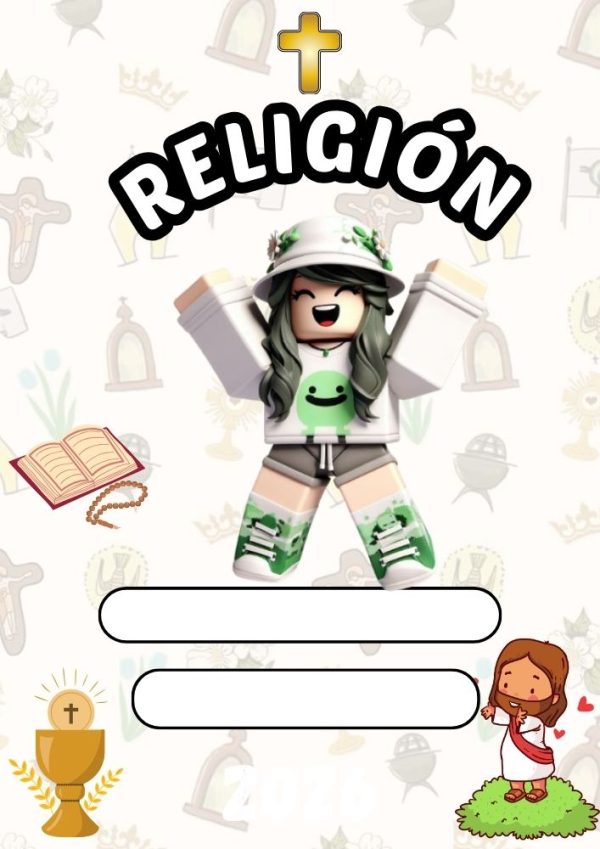 Portada de Roblox para niña para cuadernos de primaria