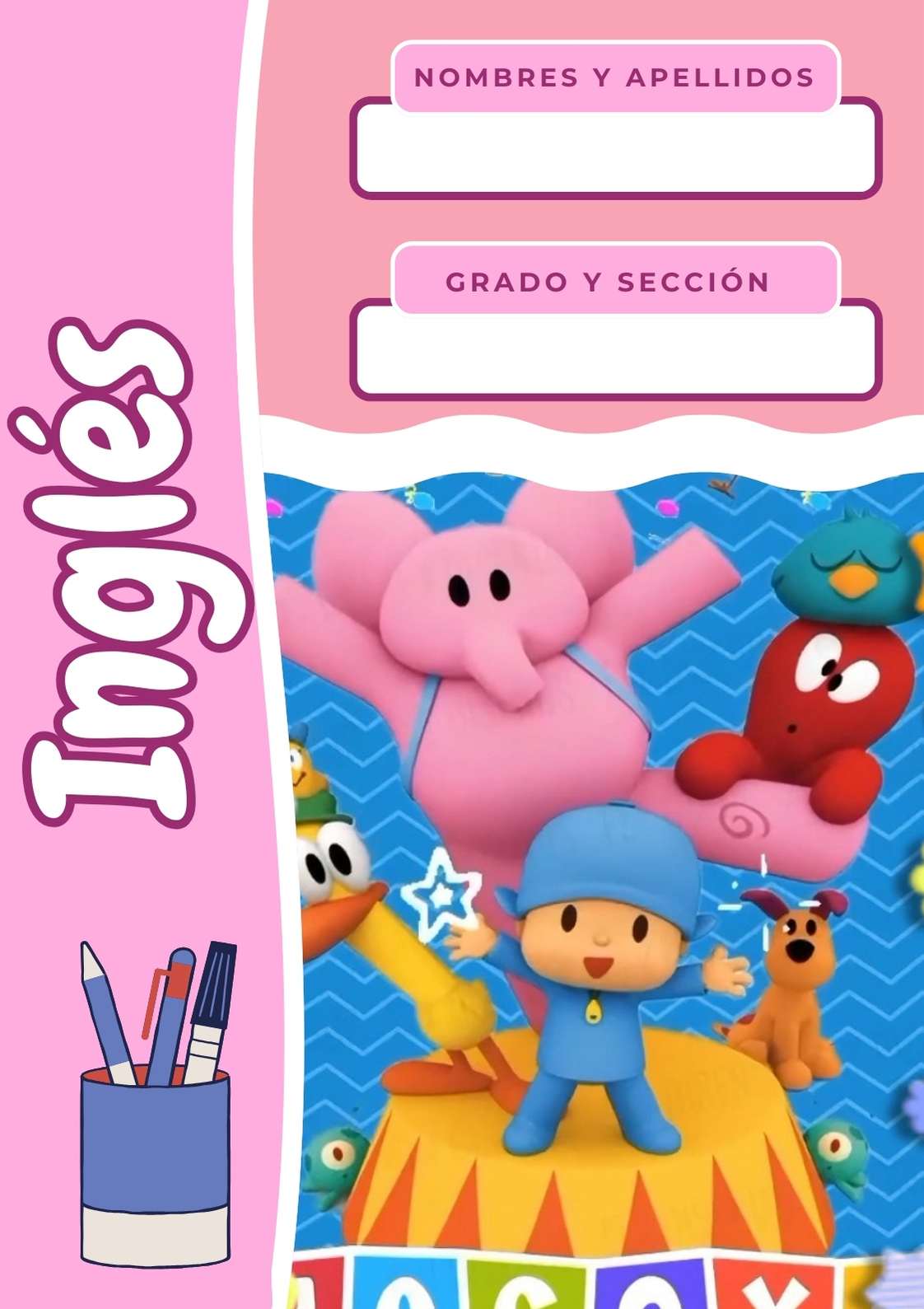 Portada creativa de Pocoyo para cuaderno