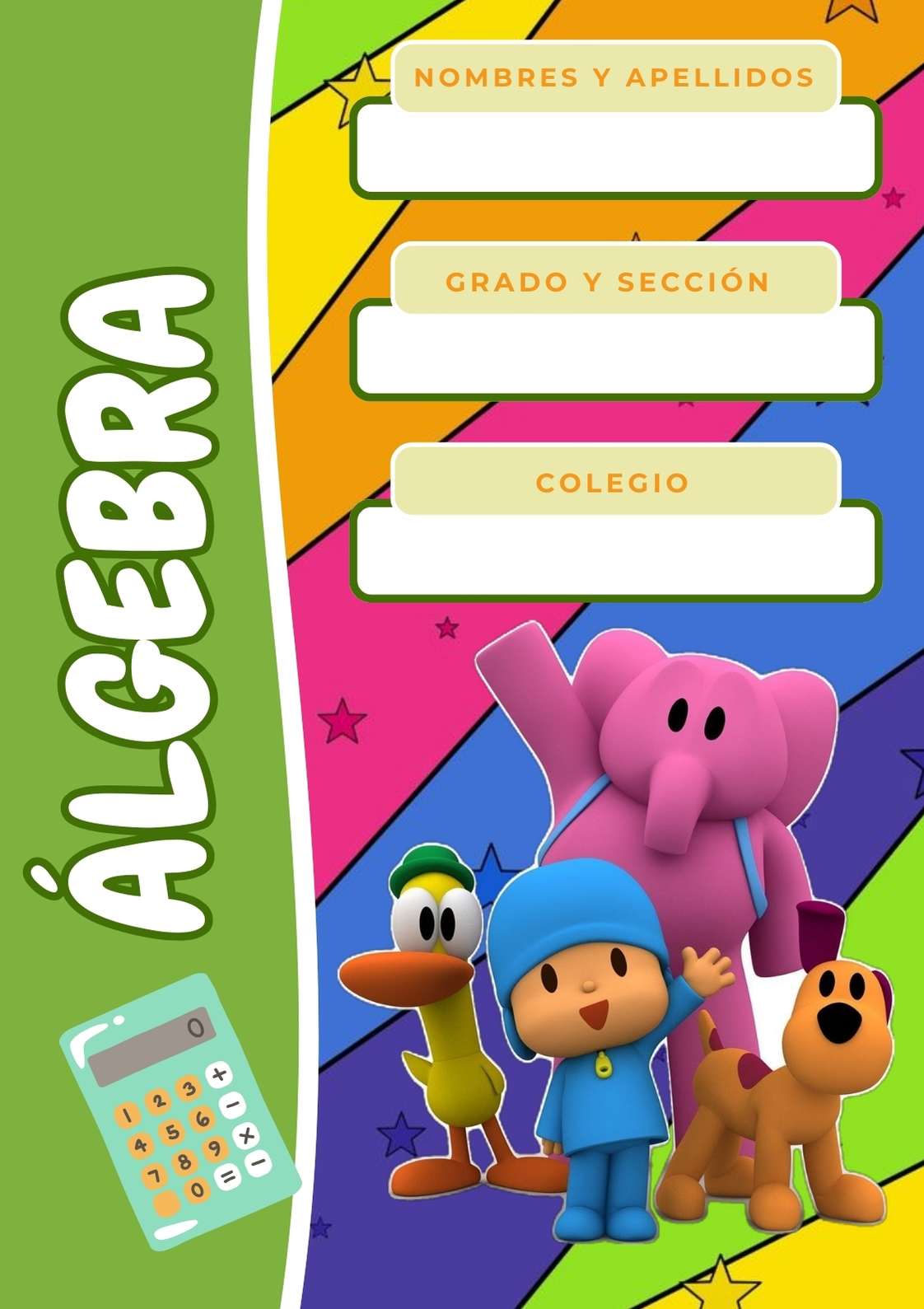Portada bonita de Pocoyo para cuaderno