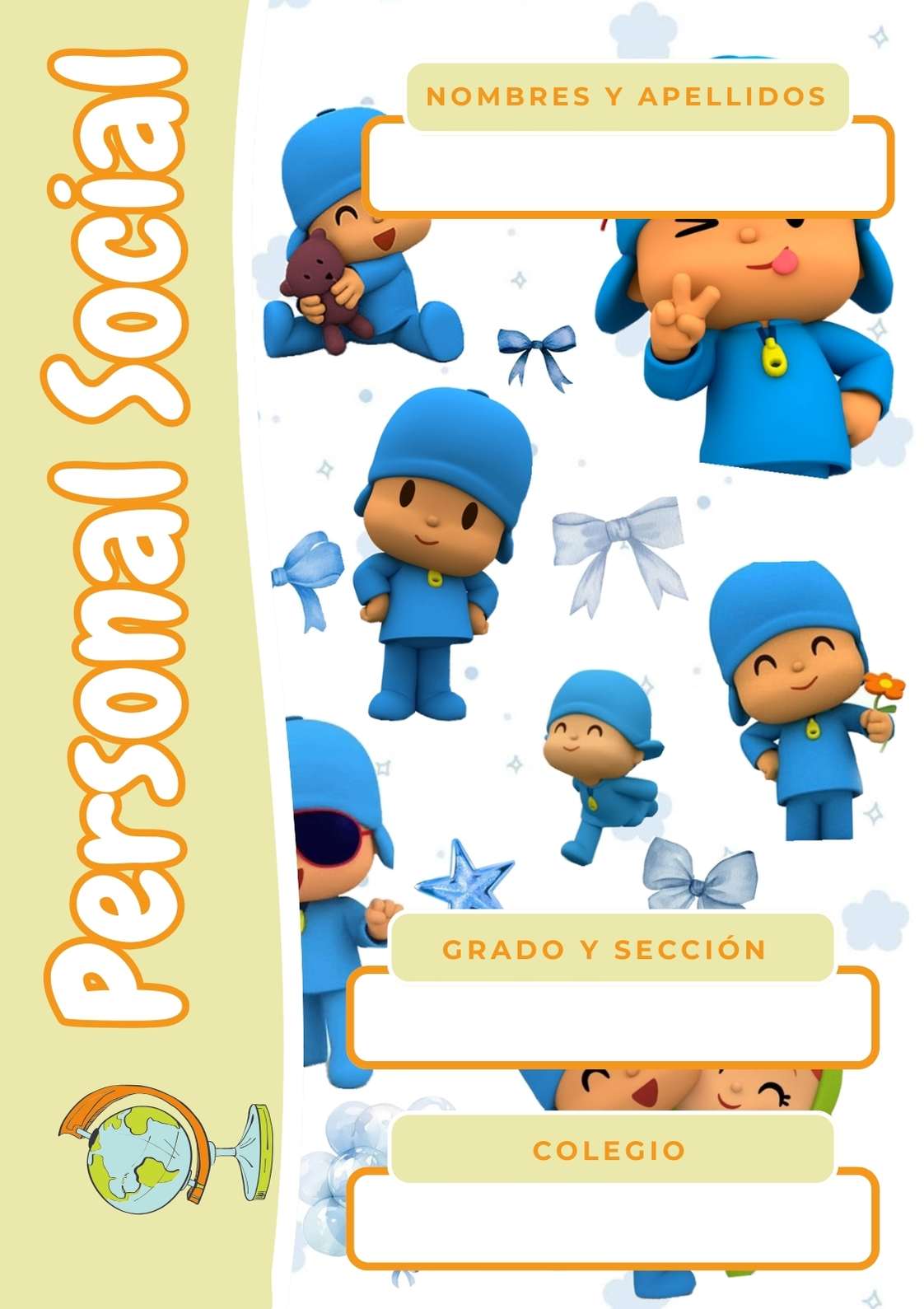 Portada de cuaderno de Pocoyo para niños