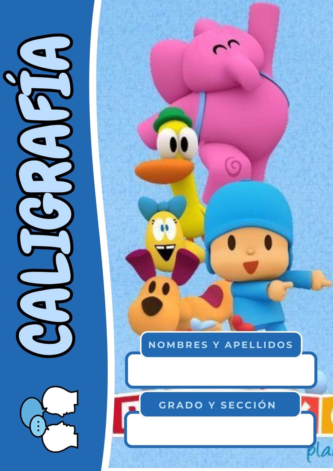 Portada de cuaderno de Pocoyo para imprimir